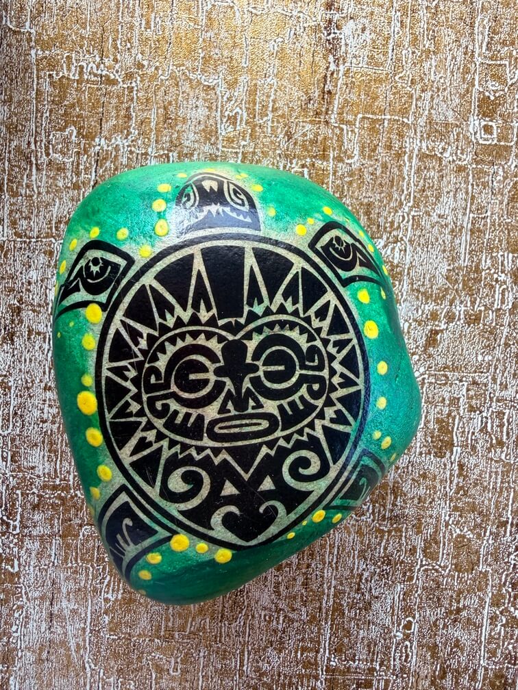 Painted stone No. 8, decorated as: Green Turtle 1