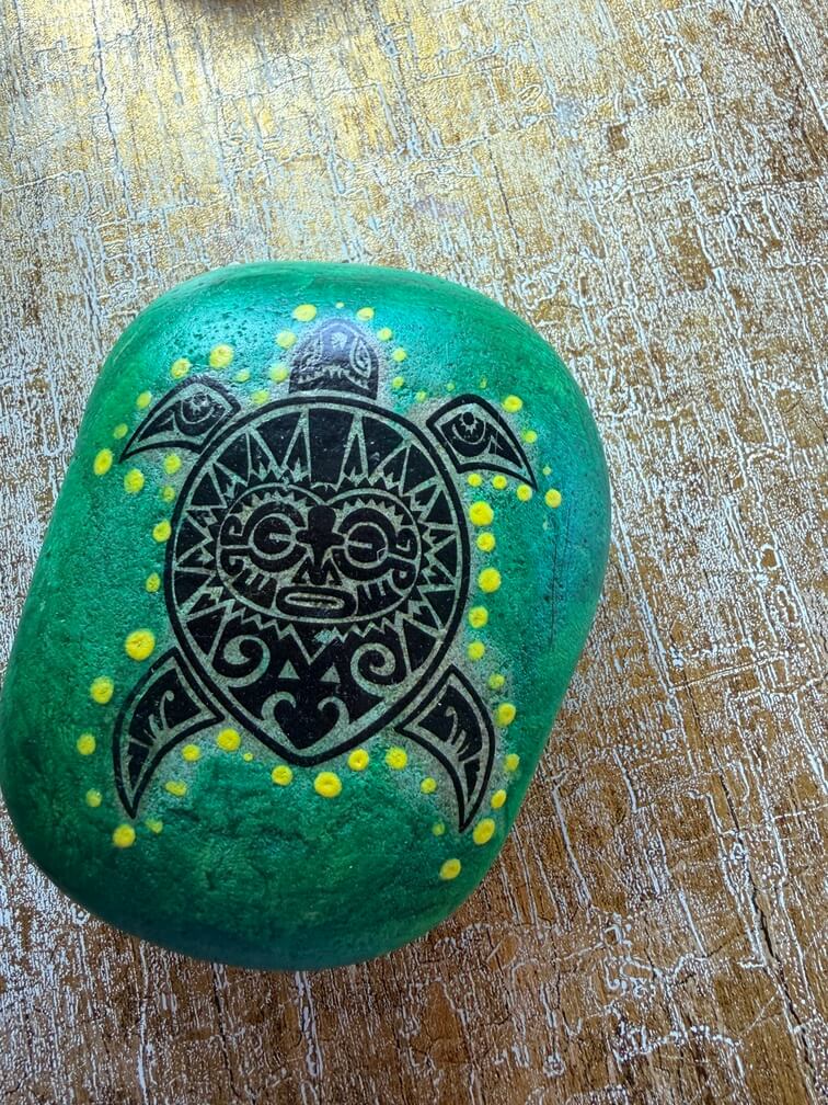 Painted stone No. 42, decorated as: Green Turtle 2