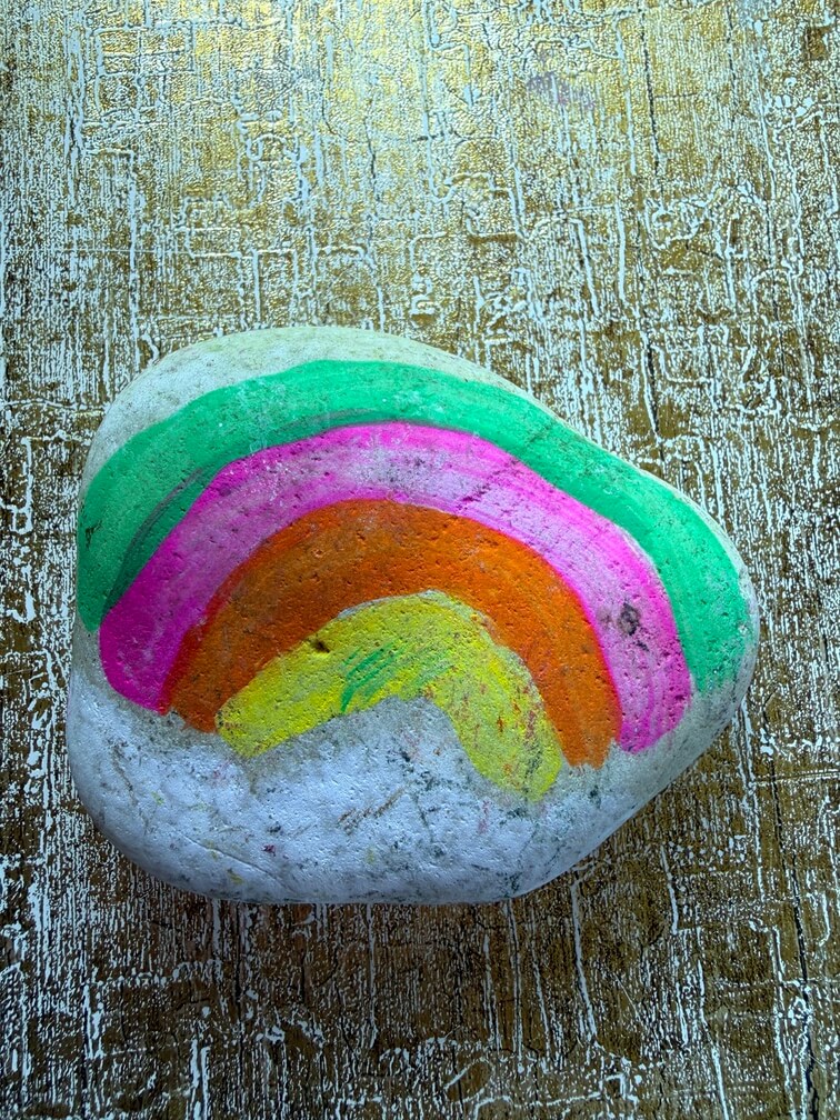 Painted stone No. 48, decorated as: Rainbow